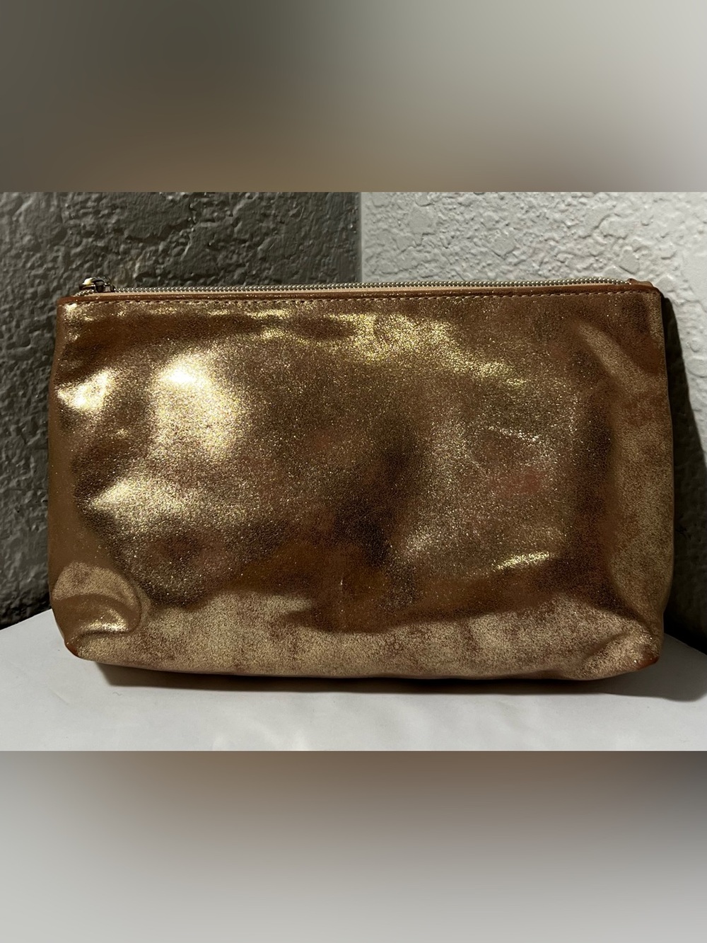 bareMinerals Gold Metallic Makeup Cosmetic Bag Travel Pouch